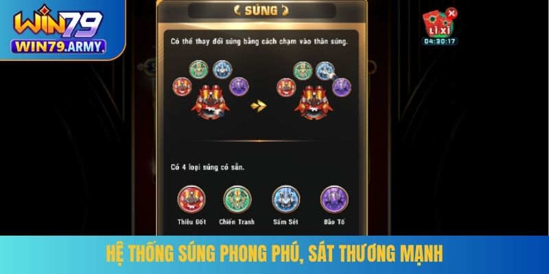 Hệ thống súng phong phú, sát thương mạnh